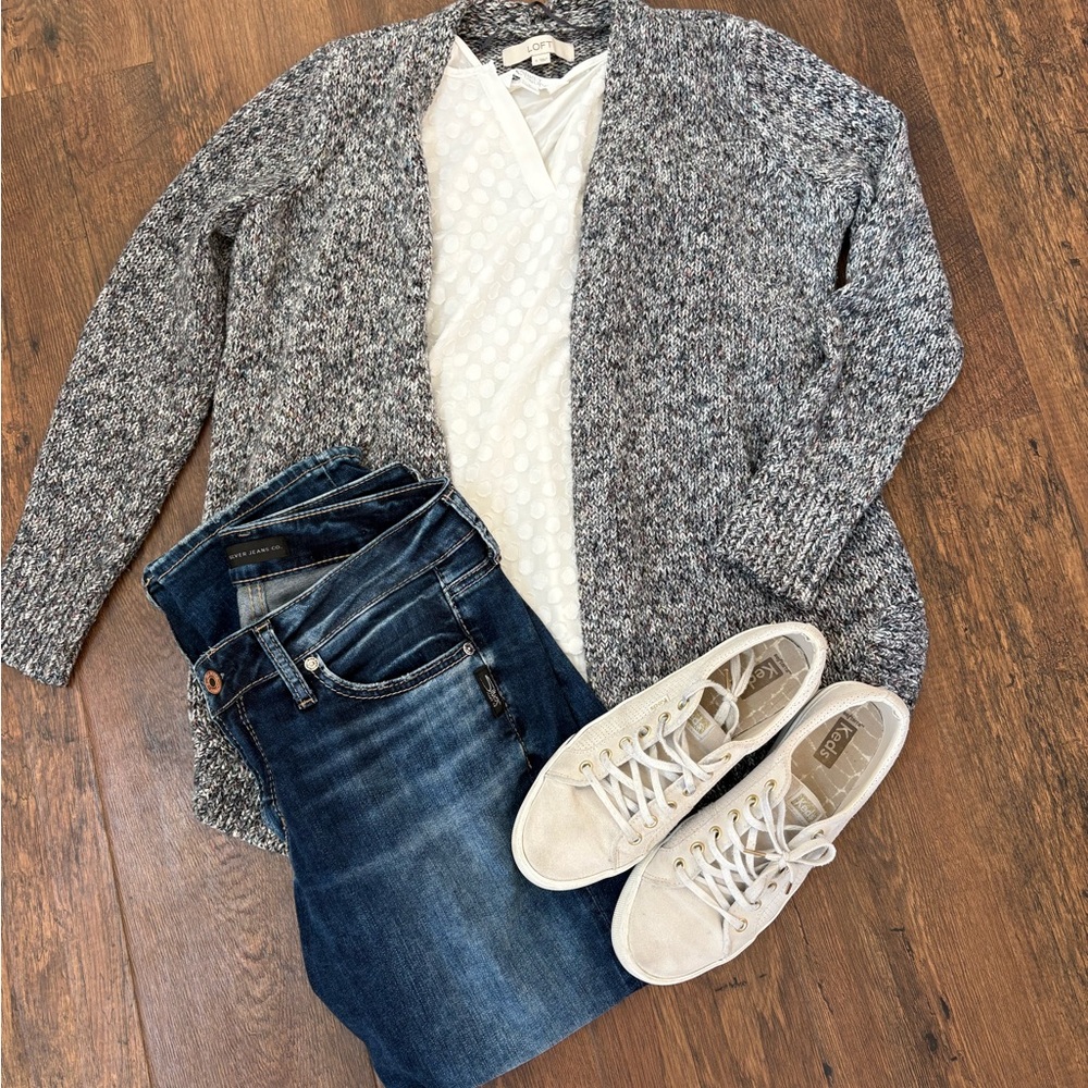 Ann Taylor Loft Gray Cardigan Women's Sweater